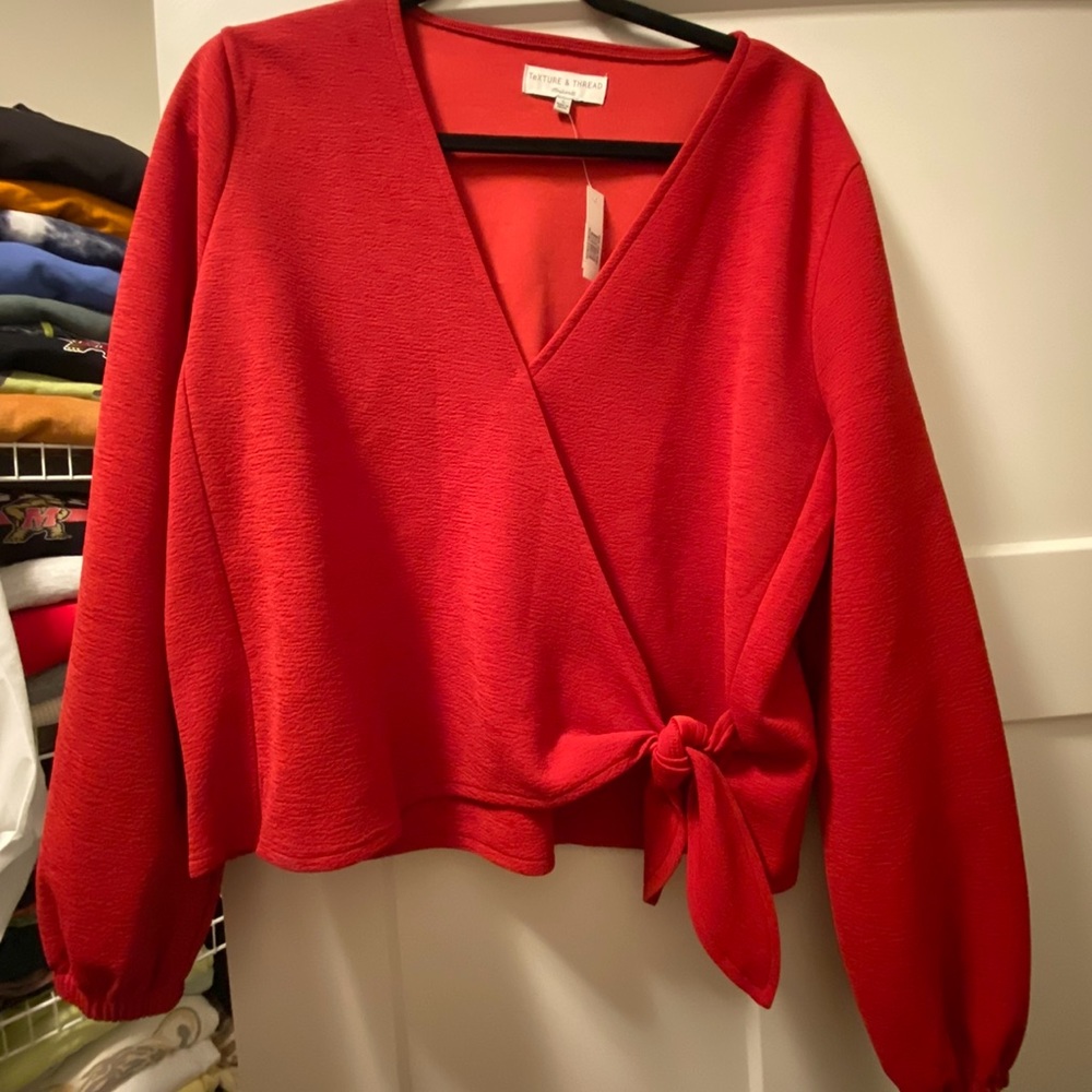 Madewell Texture & Thread Red Blouse BNWT Size Large